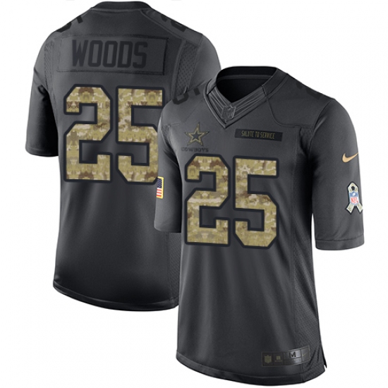 Men's Nike Dallas Cowboys 25 Xavier Woods Limited Black 2016 Salute to Service NFL Jersey