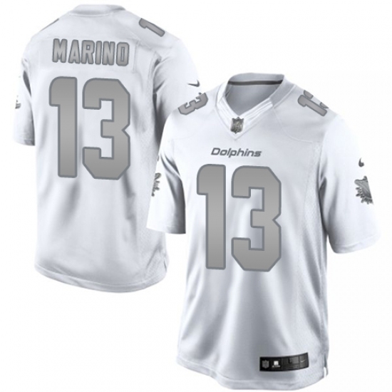 Men's Nike Miami Dolphins 13 Dan Marino Limited White Platinum NFL Jersey