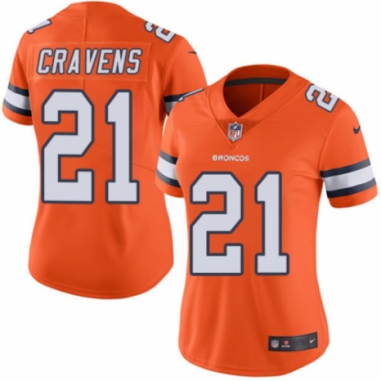 Women's Nike Denver Broncos 21 Su'a Cravens Limited Orange Rush Vapor Untouchable NFL Jersey