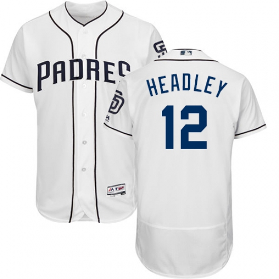 Men's Majestic San Diego Padres 12 Chase Headley White Home Flex Base Authentic Collection MLB Jersey