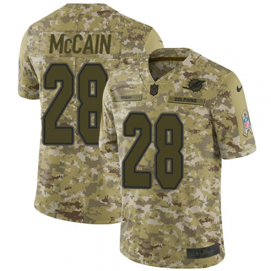 Youth Nike Miami Dolphins 28 Bobby McCain Limited Camo 2018 Salute to Service NFL Jersey