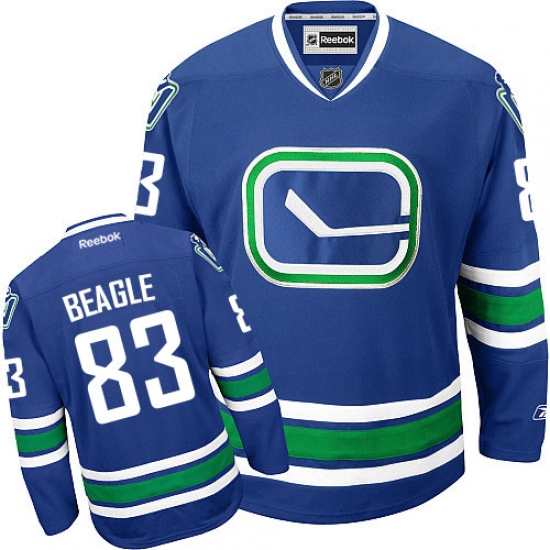 Men's Reebok Vancouver Canucks 83 Jay Beagle Authentic Royal Blue Third NHL Jersey