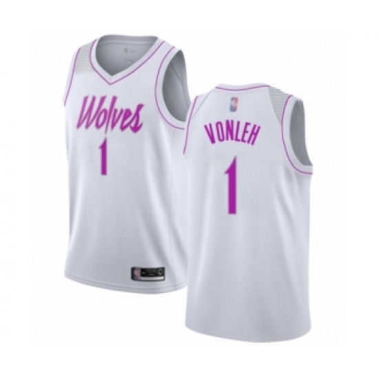 Men's Minnesota Timberwolves 1 Noah Vonleh White Swingman Jersey - Earned Edition