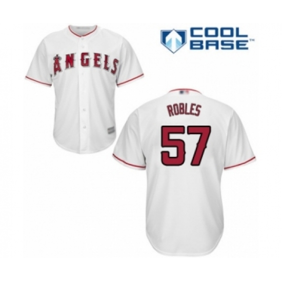 Youth Los Angeles Angels of Anaheim 57 Hansel Robles Authentic White Home Cool Base Baseball Player Jersey