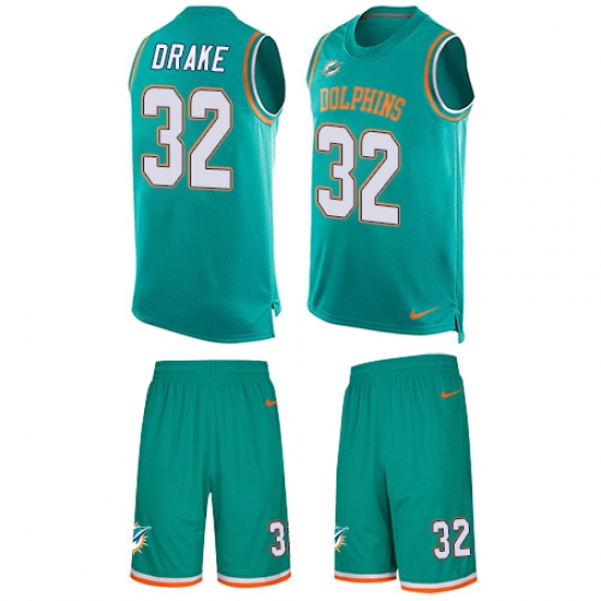 Men's Nike Miami Dolphins 32 Kenyan Drake Limited Aqua Green Tank Top Suit NFL Jersey