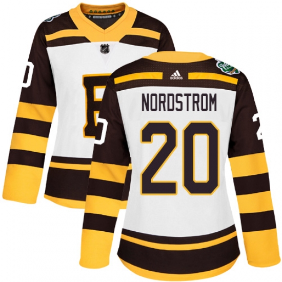 Women's Adidas Boston Bruins 20 Joakim Nordstrom Authentic White 2019 Winter Classic NHL Jersey