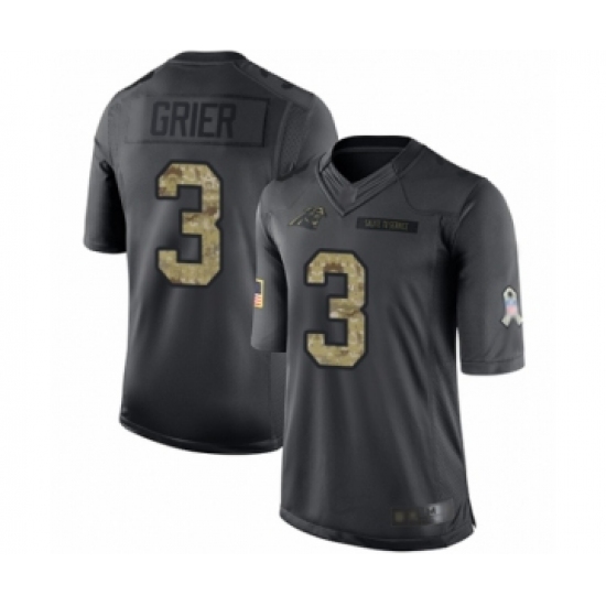 Men's Carolina Panthers 3 Will Grier Limited Black 2016 Salute to Service Football Jersey