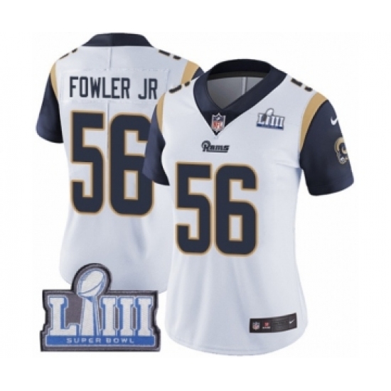 Women's Nike Los Angeles Rams 56 Dante Fowler Jr White Vapor Untouchable Limited Player Super Bowl LIII Bound NFL Jersey