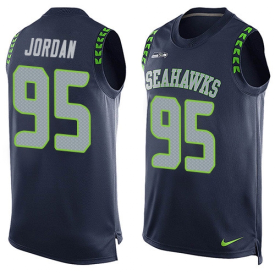 Men's Nike Seattle Seahawks 95 Dion Jordan Limited Steel Blue Player Name & Number Tank Top NFL Jersey
