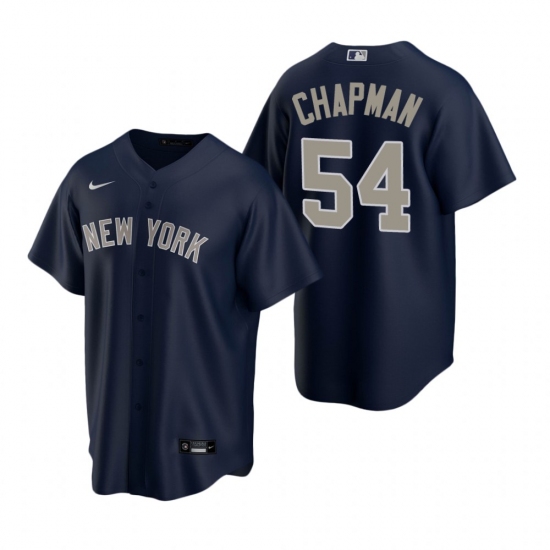 Men's Nike New York Yankees 54 Aroldis Chapman Navy Alternate Stitched Baseball Jersey