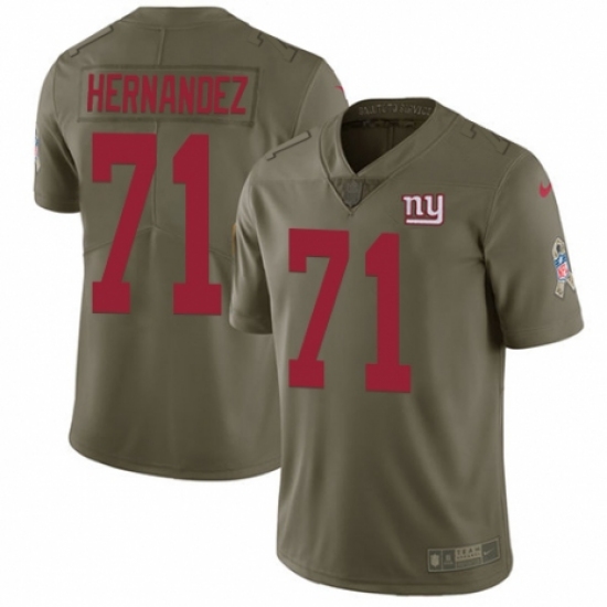 Men's Nike New York Giants 71 Will Hernandez Limited Olive 2017 Salute to Service NFL Jersey