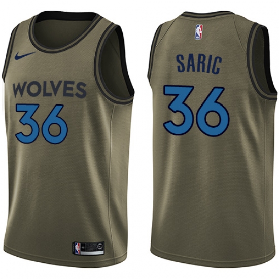 Men's Nike Minnesota Timberwolves 36 Dario Saric Swingman Green Salute to Service NBA Jersey