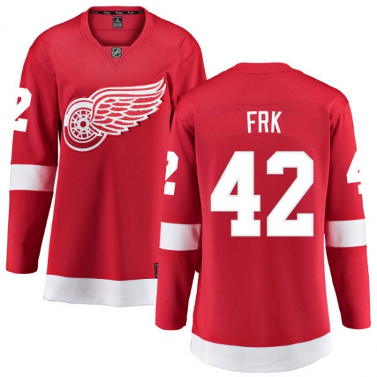 Women's Detroit Red Wings 42 Martin Frk Fanatics Branded Red Home Breakaway NHL Jersey
