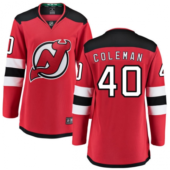 Women's New Jersey Devils 40 Blake Coleman Fanatics Branded Red Home Breakaway NHL Jersey