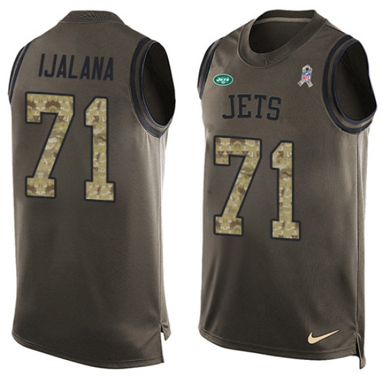Men's Nike New York Jets 71 Ben Ijalana Limited Green Salute to Service Tank Top NFL Jersey