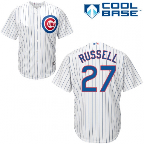 Men's Majestic Chicago Cubs 27 Addison Russell Replica White Home Cool Base MLB Jersey
