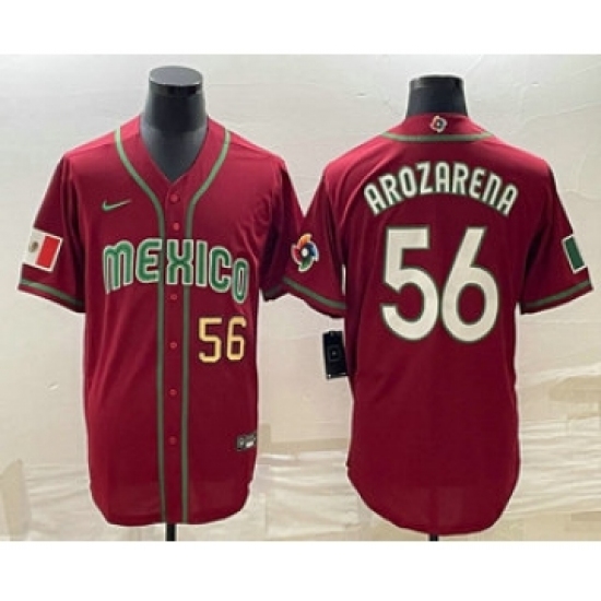 Men's Mexico Baseball 56 Randy Arozarena Number 2023 Red World Classic Stitched Jersey12