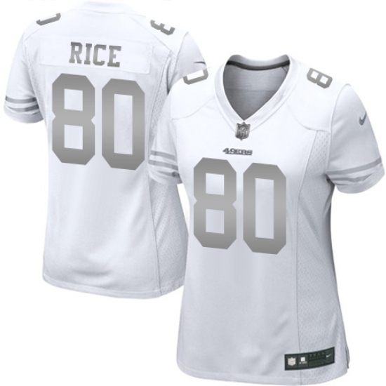 Women's Nike San Francisco 49ers 80 Jerry Rice Limited White Platinum NFL Jersey
