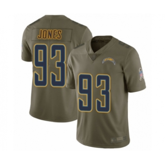 Youth Los Angeles Chargers 93 Justin Jones Limited Olive 2017 Salute to Service Football Jersey