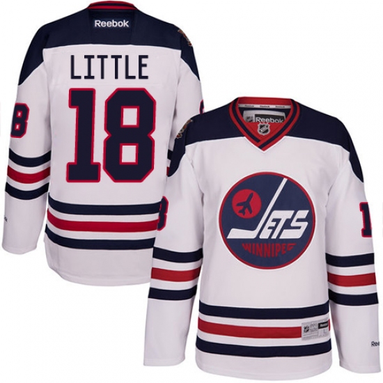 Men's Reebok Winnipeg Jets 18 Bryan Little Premier White 2016 Heritage Classic NHL Jersey
