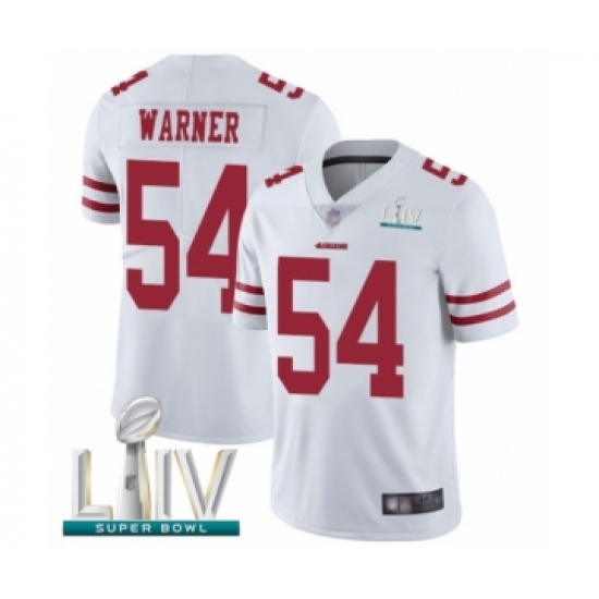 Men's San Francisco 49ers 54 Fred Warner White Vapor Untouchable Limited Player Super Bowl LIV Bound Football Jersey