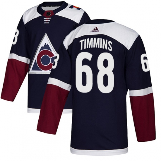 Men's Adidas Colorado Avalanche 68 Conor Timmins Authentic Navy Blue Alternate NHL Jersey