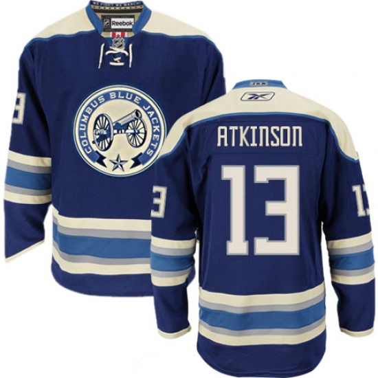 Youth Reebok Columbus Blue Jackets 13 Cam Atkinson Authentic Navy Blue Third NHL Jersey