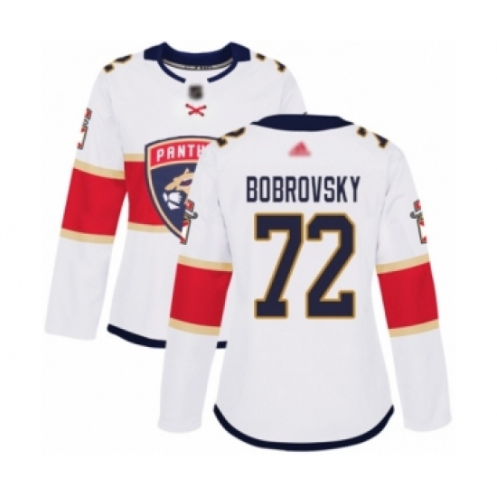 Women's Florida Panthers 72 Sergei Bobrovsky Authentic White Away Hockey Jersey