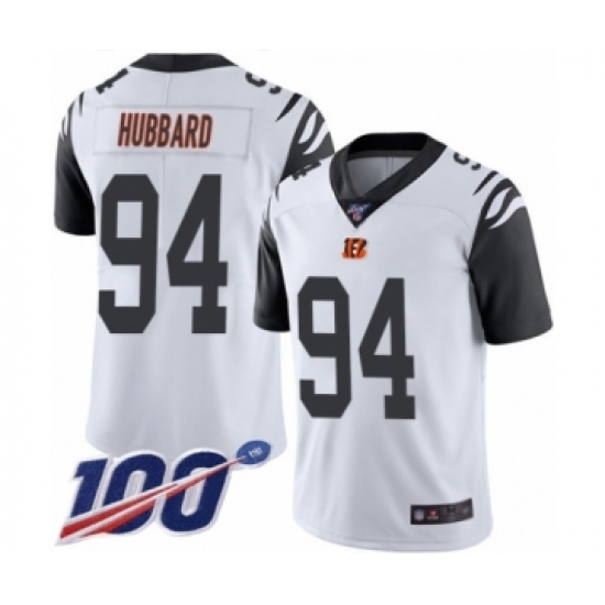 Men's Cincinnati Bengals 94 Sam Hubbard Limited White Rush Vapor Untouchable 100th Season Football Jersey