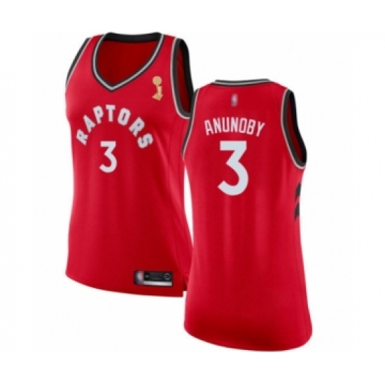 Women's Toronto Raptors 3 OG Anunoby Swingman Red 2019 Basketball Finals Champions Jersey - Icon Edition