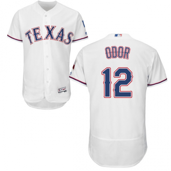 Men's Majestic Texas Rangers 12 Rougned Odor White Home Flex Base Authentic Collection MLB Jersey