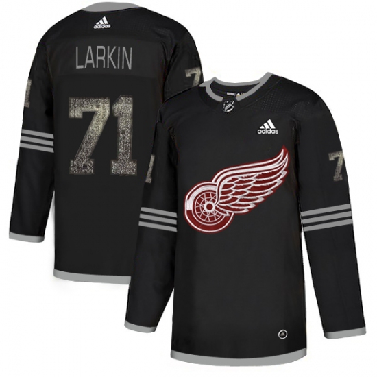 Men's Adidas Detroit Red Wings 71 Dylan Larkin Black Authentic Classic Stitched NHL Jersey