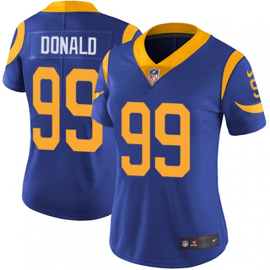 Women's Nike Los Angeles Rams 99 Aaron Donald Royal Blue Alternate Vapor Untouchable Limited Player NFL Jersey