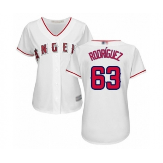 Women's Los Angeles Angels of Anaheim 63 Jose Rodriguez Authentic White Home Cool Base Baseball Player Jersey
