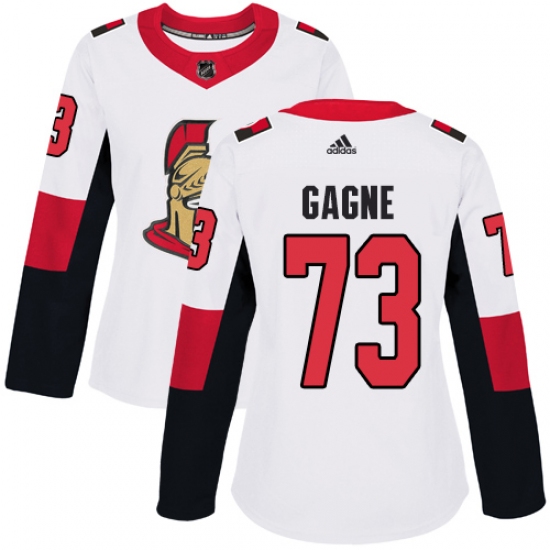Women's Adidas Ottawa Senators 73 Gabriel Gagne Authentic White Away NHL Jersey