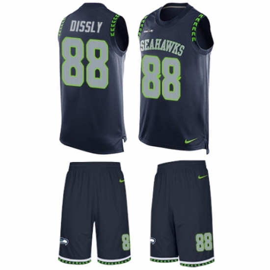 Men's Nike Seattle Seahawks 88 Will Dissly Limited Steel Blue Tank Top Suit NFL Jersey