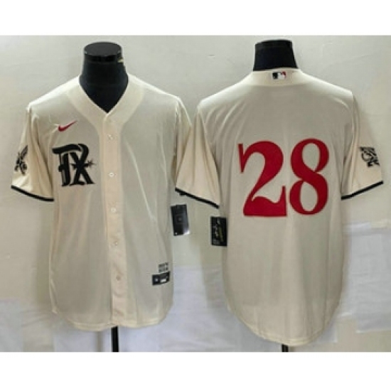 Men's Texas Rangers 28 Jonah Heim Cream 2023 City Connect Cool Base Stitched Baseball Jersey