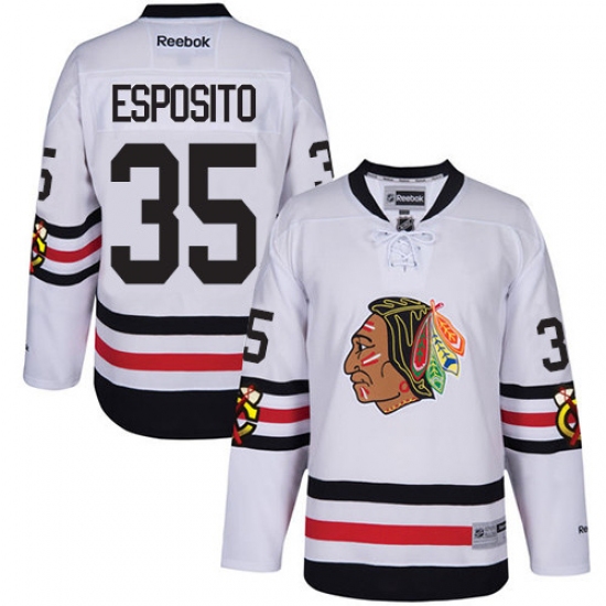 Men's Reebok Chicago Blackhawks 35 Tony Esposito Authentic White 2017 Winter Classic NHL Jersey