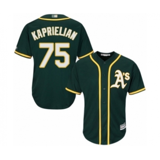 Youth Oakland Athletics 75 James Kaprielian Authentic Green Alternate 1 Cool Base Baseball Player Jersey