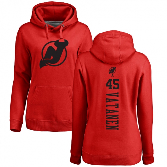 NHL Women's Adidas New Jersey Devils 45 Sami Vatanen Red One Color Backer Pullover Hoodie