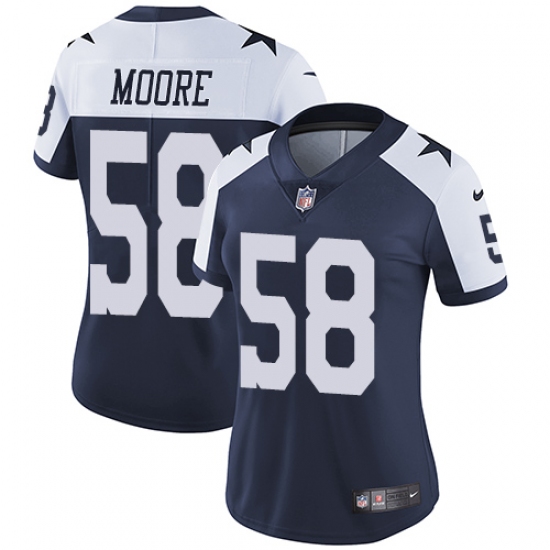 Women's Nike Dallas Cowboys 58 Damontre Moore Navy Blue Throwback Alternate Vapor Untouchable Limited Player NFL Jersey