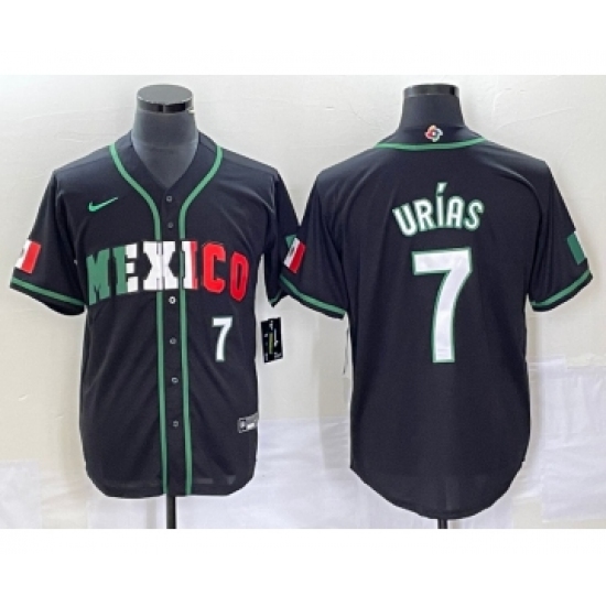 Men's Mexico Baseball 7 Julio Urias Number 2023 Black White World Classic Stitched Jersey5