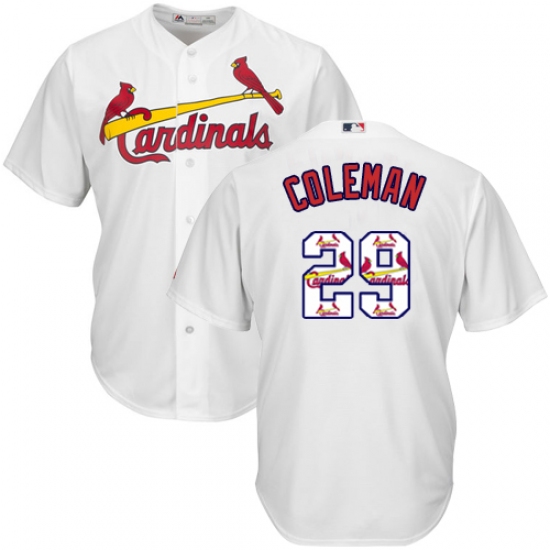 Men's Majestic St. Louis Cardinals 29 Vince Coleman Authentic White Team Logo Fashion Cool Base MLB Jersey