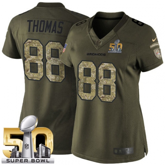 Women's Nike Denver Broncos 88 Demaryius Thomas Limited Green Salute to Service Super Bowl 50 Bound NFL Jersey