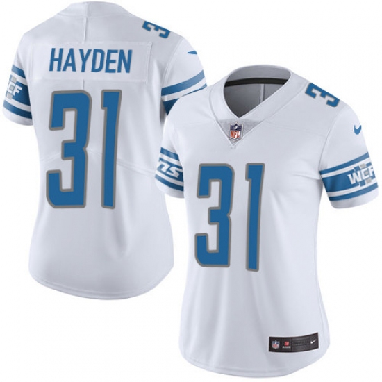 Women's Nike Detroit Lions 31 D.J. Hayden Limited White Vapor Untouchable NFL Jersey