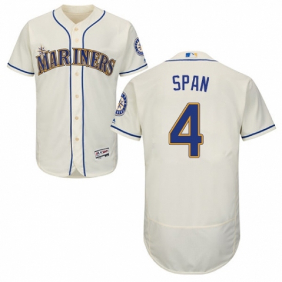 Men's Majestic Seattle Mariners 4 Denard Span Cream Alternate Flex Base Authentic Collection MLB Jersey