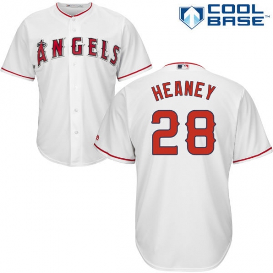 Men's Majestic Los Angeles Angels of Anaheim 28 Andrew Heaney Replica White Home Cool Base MLB Jersey