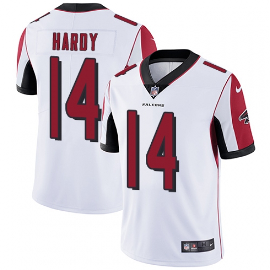 Men's Nike Atlanta Falcons 14 Justin Hardy White Vapor Untouchable Limited Player NFL Jersey