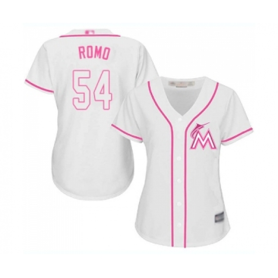 Women's Miami Marlins 54 Sergio Romo Replica White Fashion Cool Base Baseball Jersey