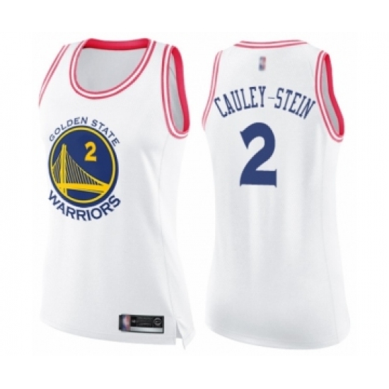 Women's Golden State Warriors 2 Willie Cauley-Stein Swingman White Pink Fashion Basketball Jersey